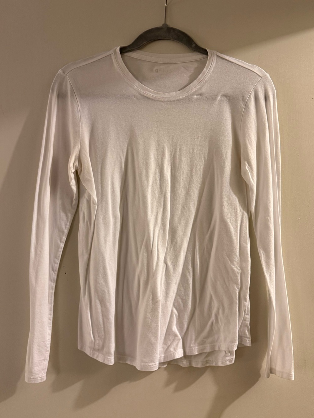 FIGS White Crewneck Long Sleeve Tee in White - Under Scrub Top